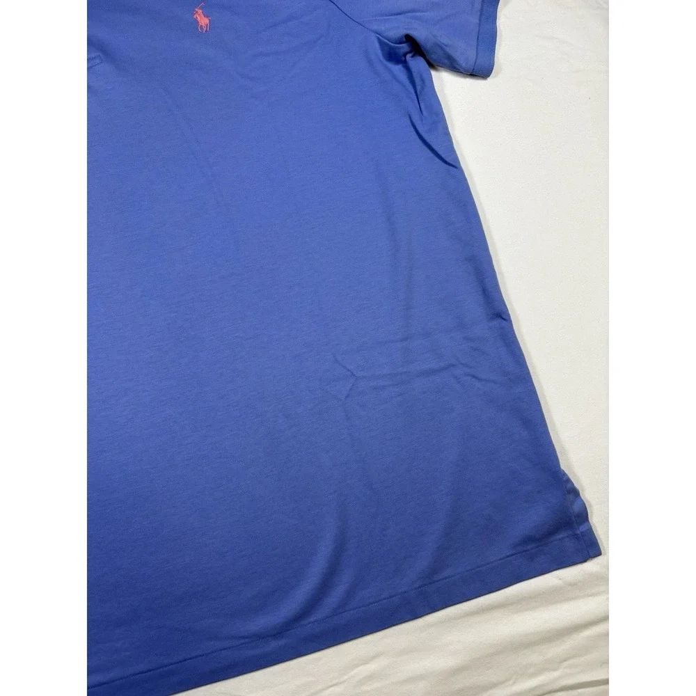 Polo Ralph Lauren Polo Shirt Mens Large Blue Pique Cotton Classic Fit Pony